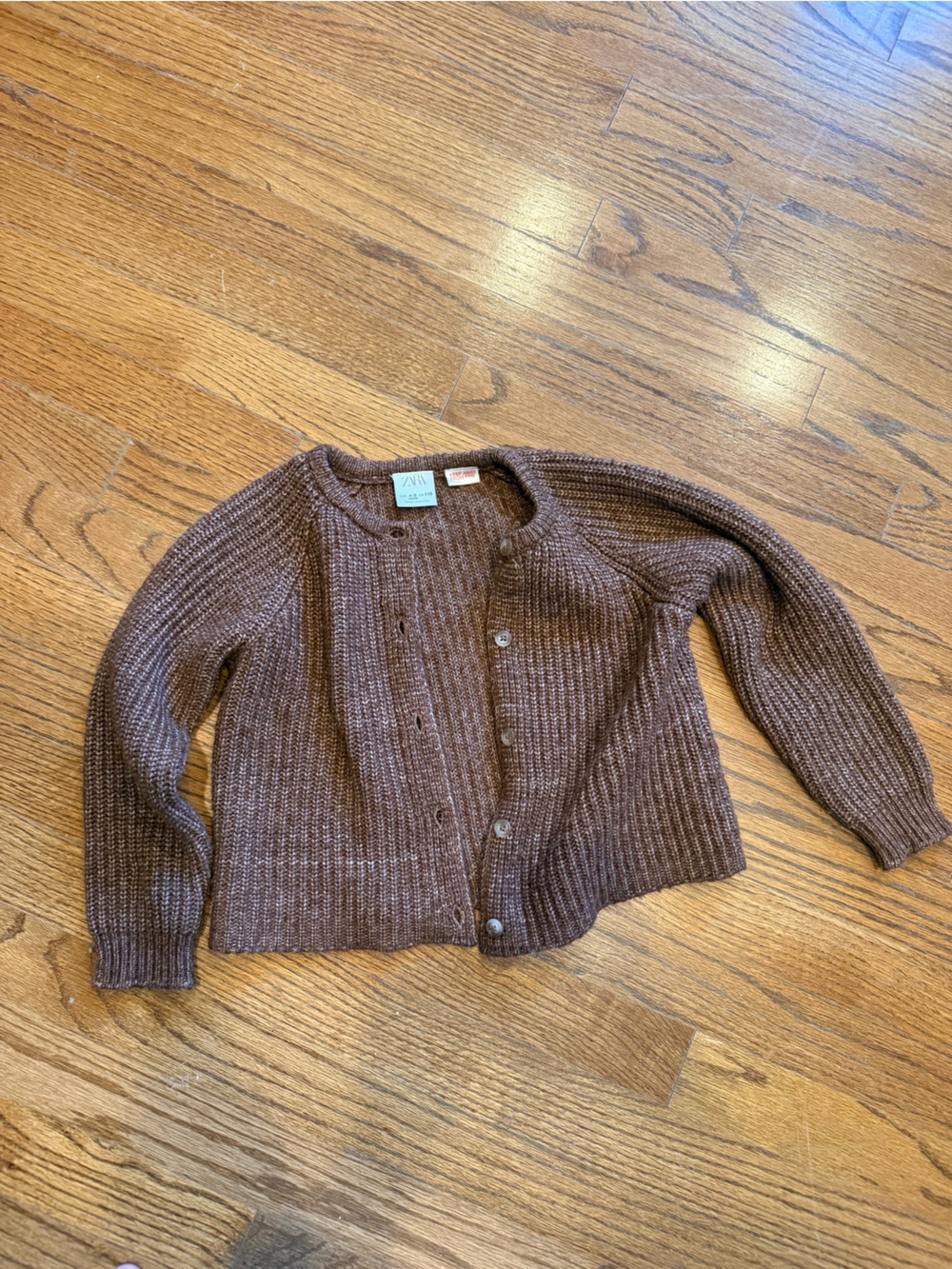 Zara kids Brown Ribbed Button-Front Women's Cardigan